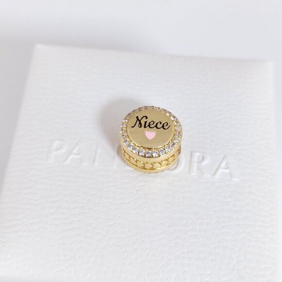 Pandora Engravable Niece Charm Bead Gold Plated with box - Picture 6 of 11
